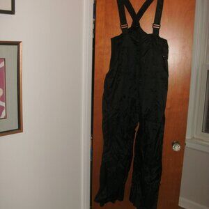 PERFORMANCE OUTFITTERS Black Nylon Bib Snow Pants Front Zip Adjustable Straps M
